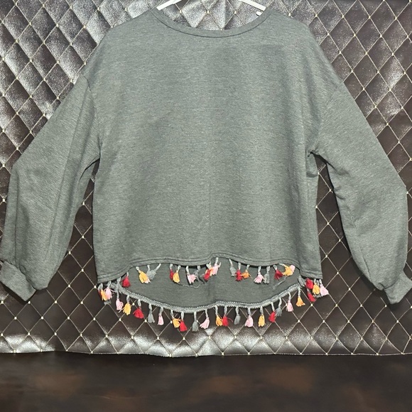 Tops - Women’s Adults Sweatshirt with Colorful Tassels: Boho, Western.